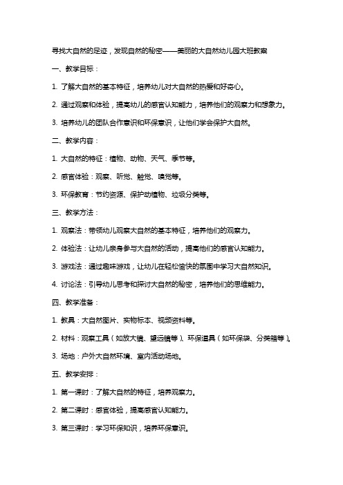 寻找大自然的足迹,发现自然的秘密——美丽的大自然幼儿园大班教案