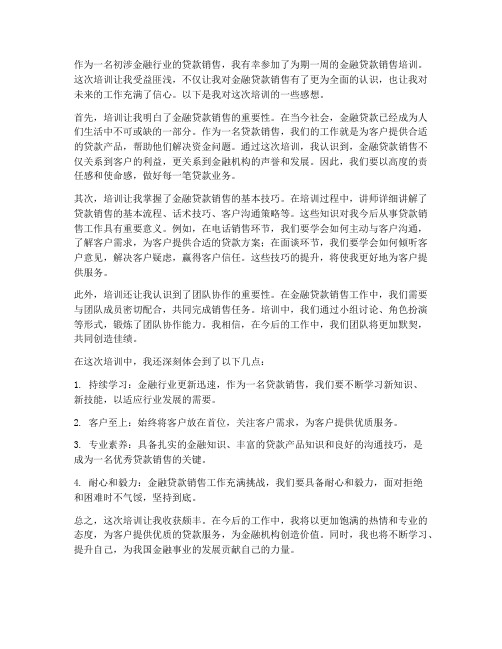 贷款金融销售培训感想