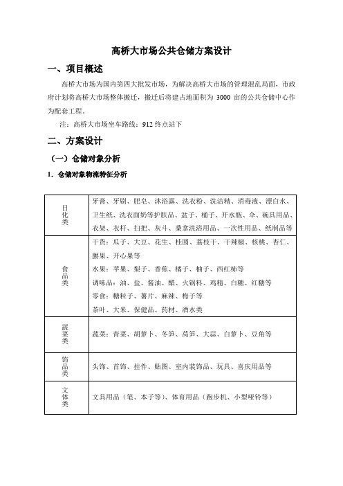 物流S09-4班—5号周思维—43号张静——高桥大市场公共仓储方案设计