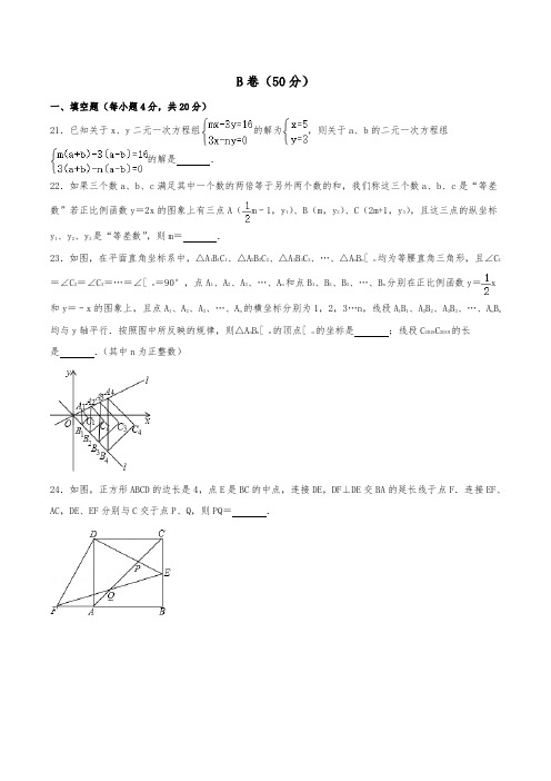 初中数学B卷必刷19：北师大八年级上数学期末B卷真题10