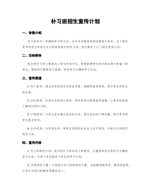 补习班招生宣传计划