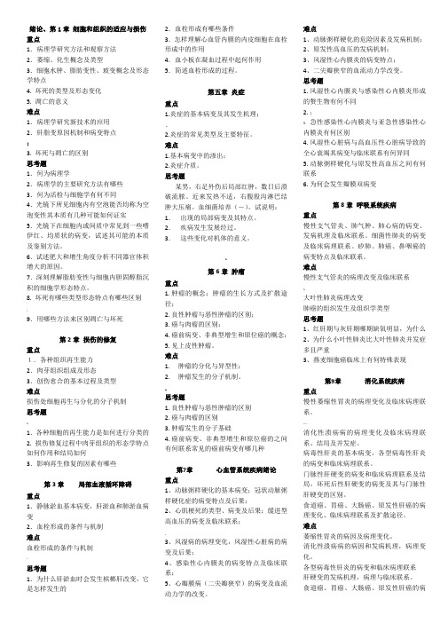 病理学重难点及思考题