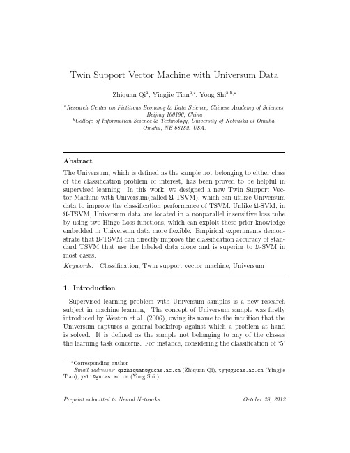 Twin Support Vector Machine with Universum Data