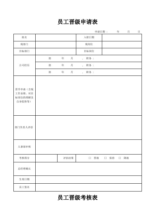 员工晋级申请表及考核表