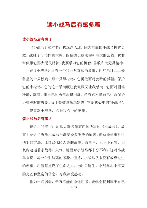 读小战马后有感多篇