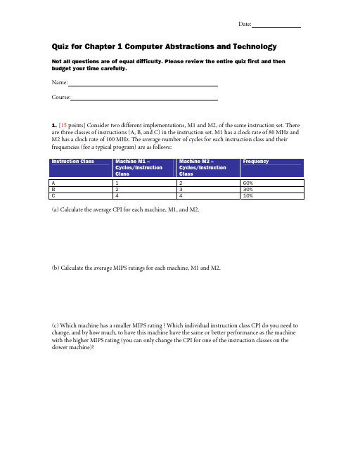 Quiz for Chapter 1