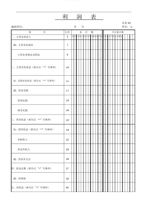 利润表格模板.