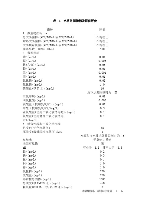 中华人民共和国自来水水质标准