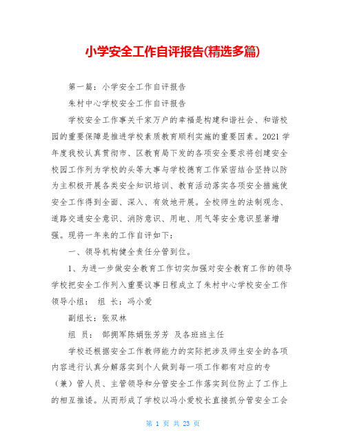 小学安全工作自评报告(精选多篇)
