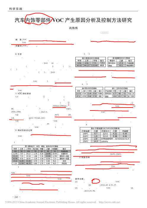 长城汽车气味VOC研究