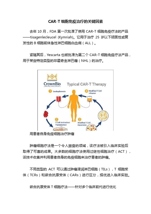 CAR-T细胞免疫治疗的关键因素