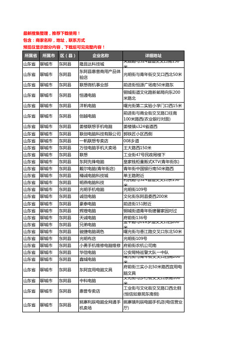 新版山东省聊城市东阿县电脑企业公司商家户名录单联系方式地址大全46家