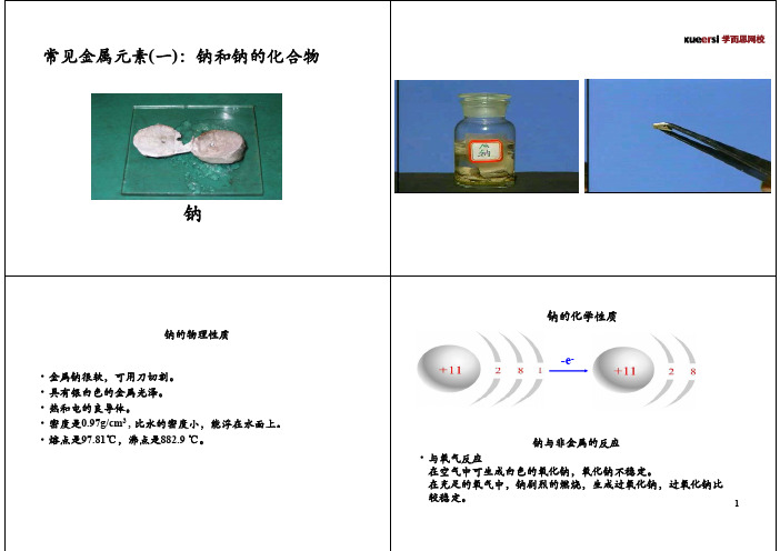 常见金属元素(一)：钠和钠的化合物