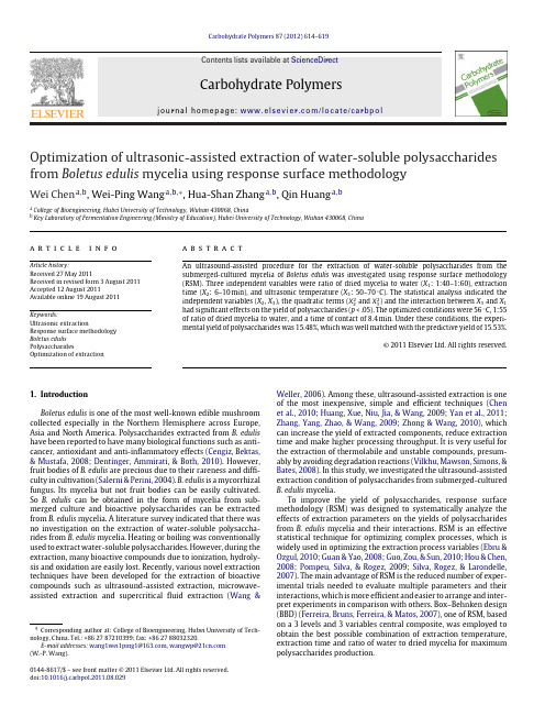 Optimization of ultrasonic-assisted extraction of water-soluble polysaccharides