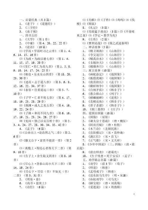 小学经典诵读篇目推荐