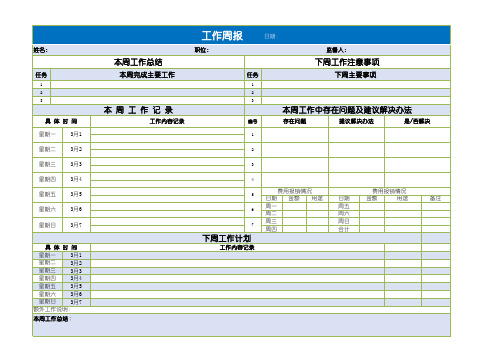 每周工作周报excel模板1