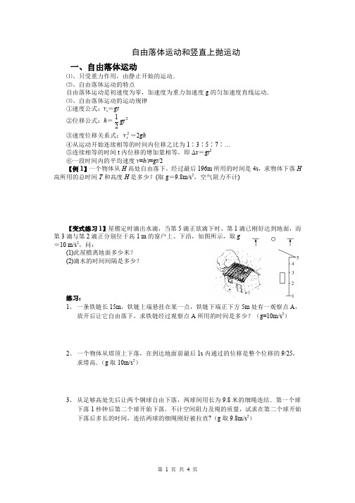 自由落体运动和竖直上抛运动