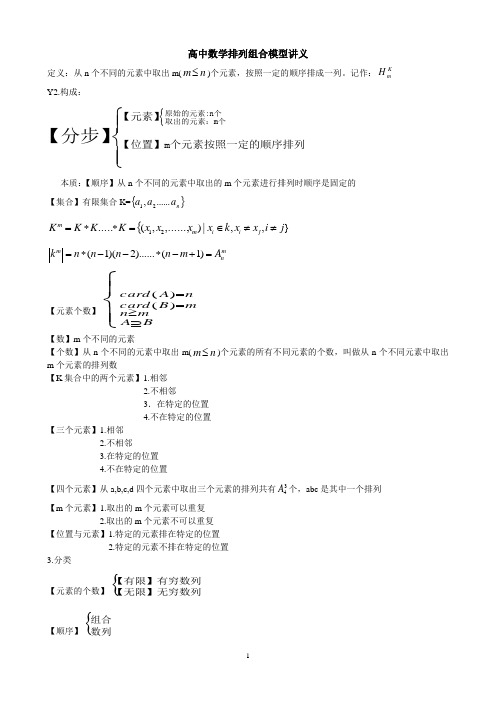 高中数学排列组合模型讲义