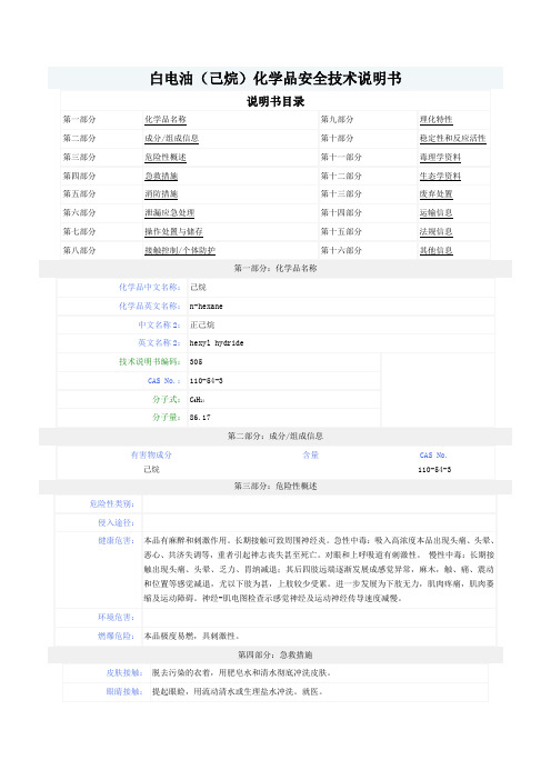 白电油(正己烷)MSDS