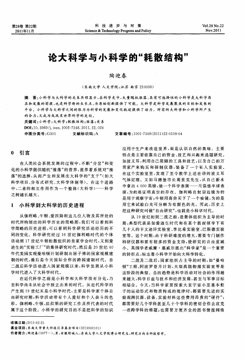 论大科学与小科学的“耗散结构”