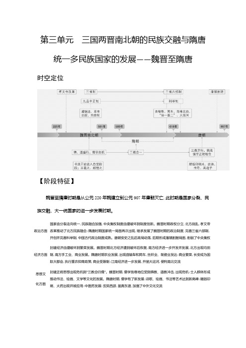 2021年湖南高考历史复习练习讲义：三国两晋南北朝的民族交融与隋唐统一多民族国家的发展——魏晋至隋唐