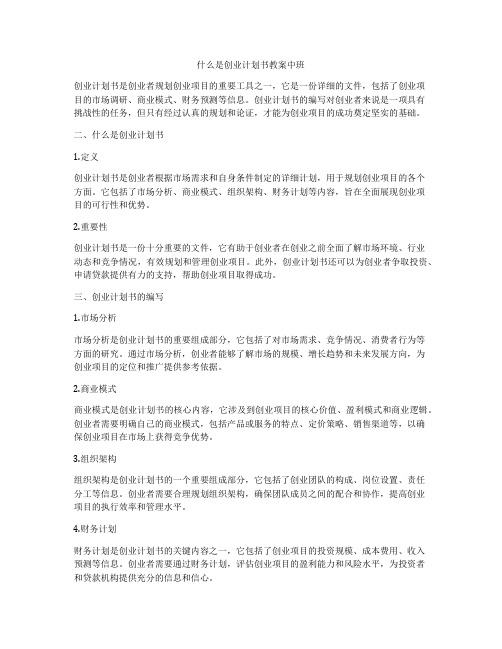 什么是创业计划书教案中班