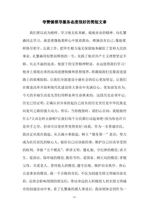 夸赞镇领导服务态度很好的简短文章