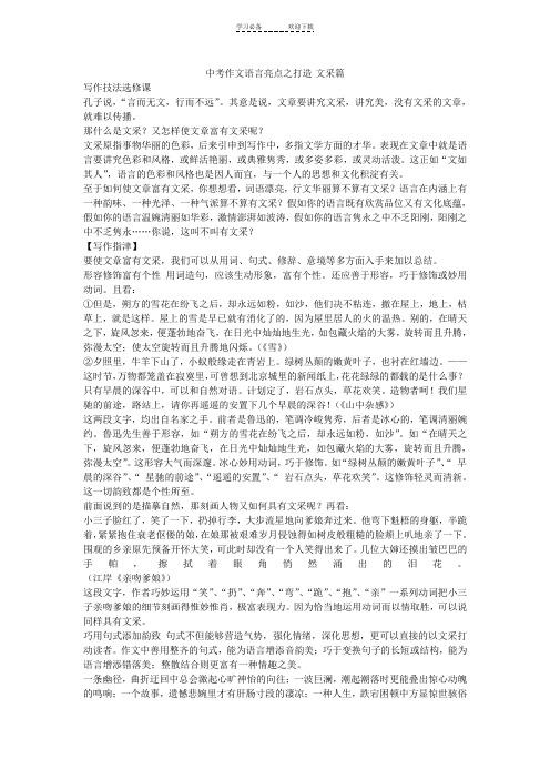 中考作文语言亮点之打造