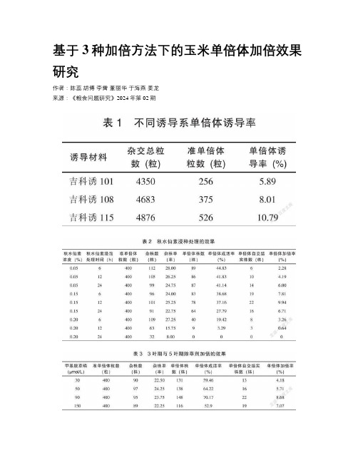 基于3种加倍方法下的玉米单倍体加倍效果研究