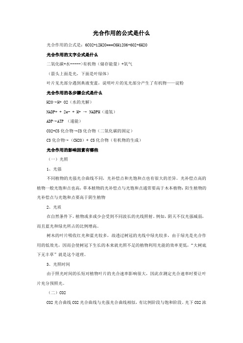 光合作用的公式是什么