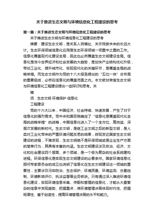 关于推进生态文明与环境信息化工程建设的思考