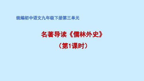 语文人教九年级下册《儒林外史》名著阅读