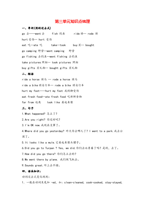 人教PEP六年级下册Unit 3 (1)重点知识梳理