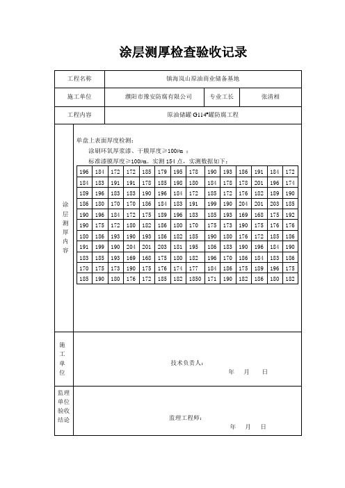 涂层测厚检查验收记录