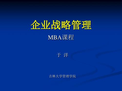 企业战略管理 MBA课程讲解