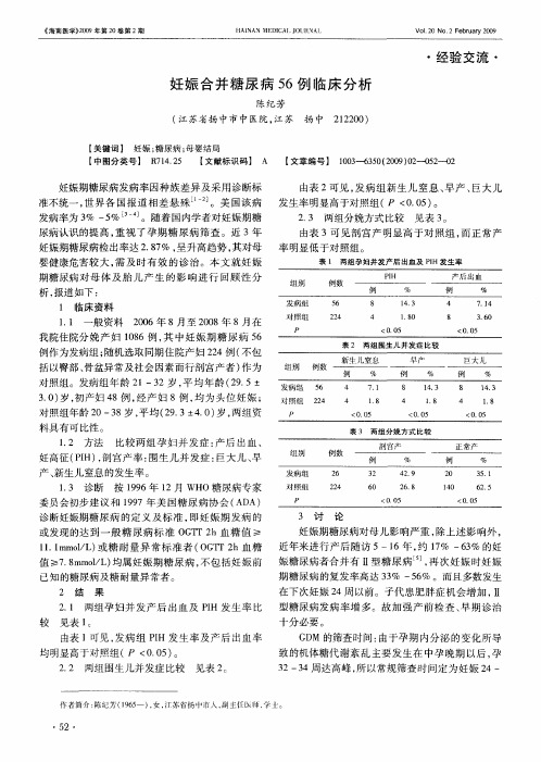 妊娠合并糖尿病56例临床分析