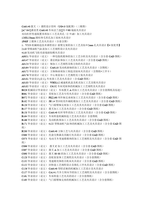 工艺夹具工装夹具类毕业设计论文题目有全套图纸