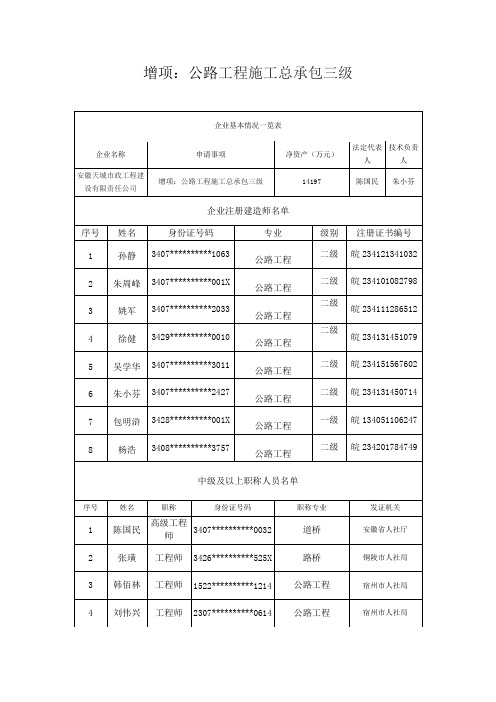 增项公路工程施工总承包三级