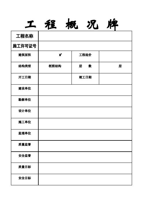 五牌一图工程概况牌管理人员名单及监督电话消防保卫牌