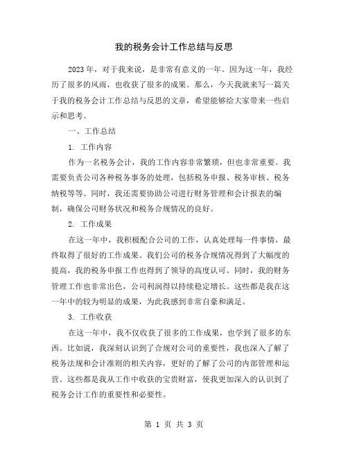 我的税务会计工作总结与反思