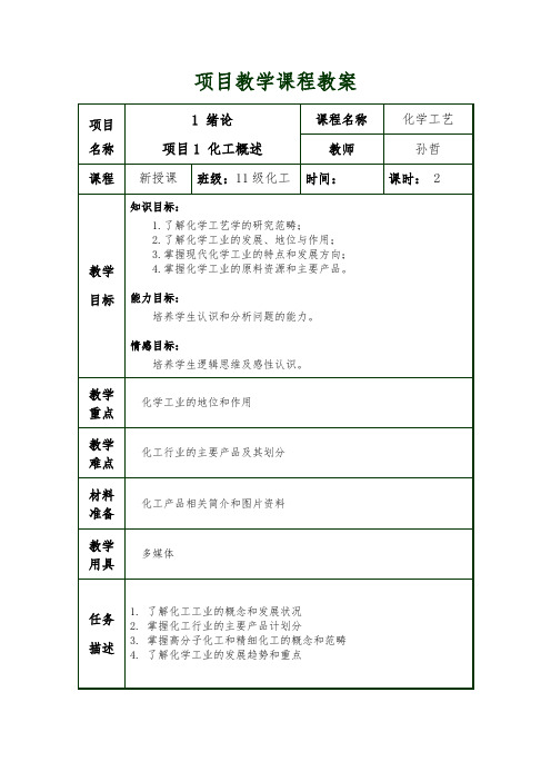 化学工艺教案-绪论