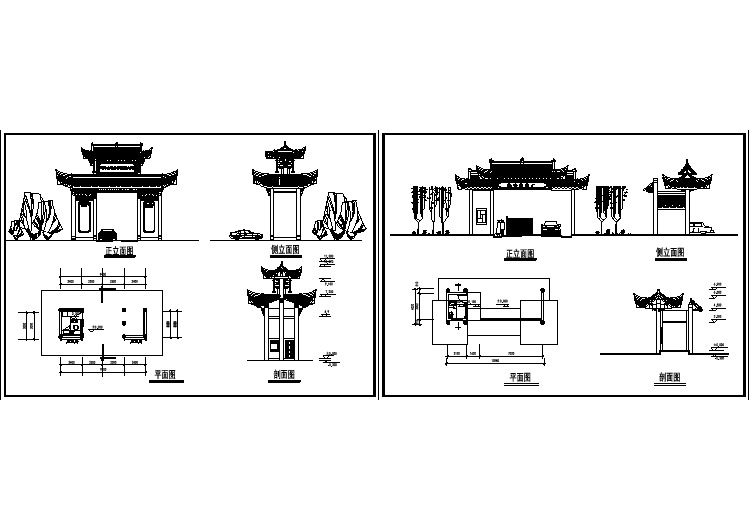 某常见公园大门建筑详细方案设计施工CAD图纸