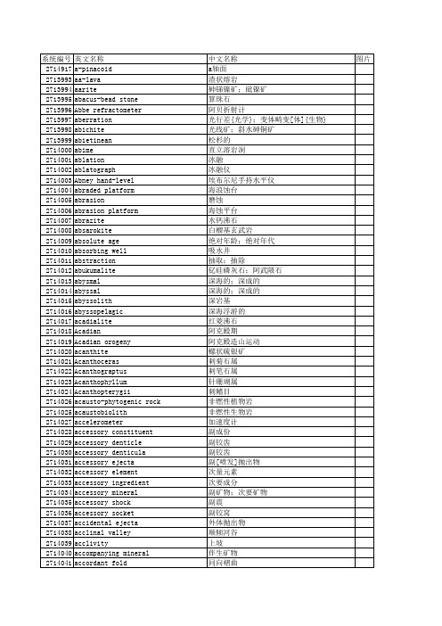地质学名词中英对照