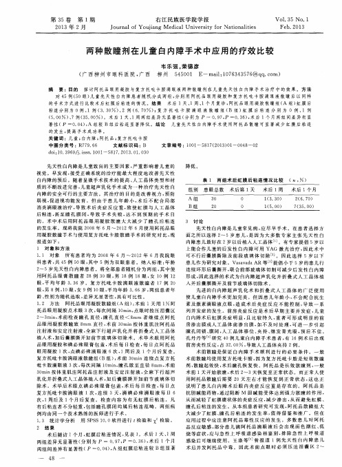 两种散瞳剂在儿童白内障手术中应用的疗效比较