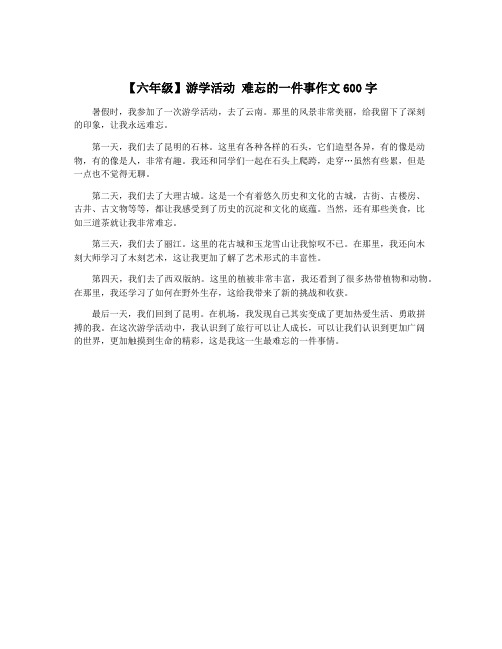 【六年级】游学活动 难忘的一件事作文600字