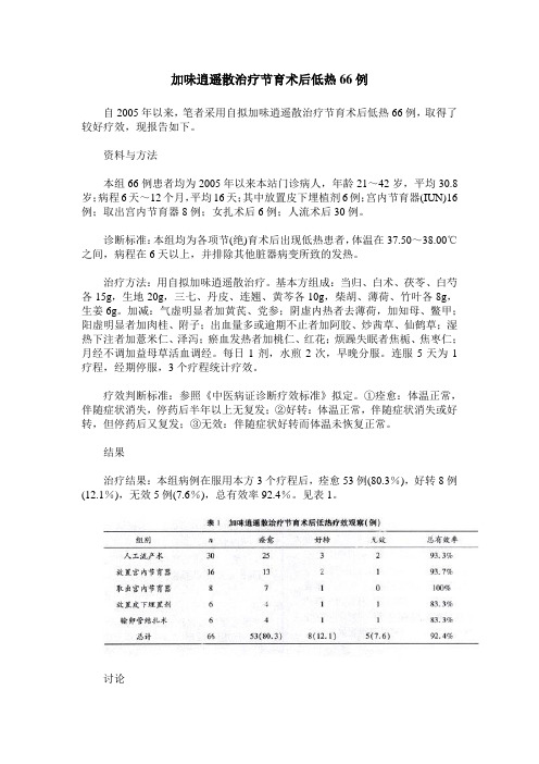 加味逍遥散治疗节育术后低热66例