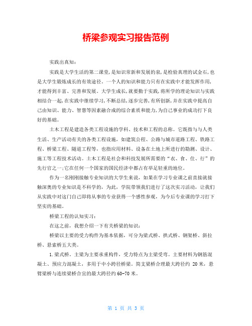 桥梁参观实习报告范例