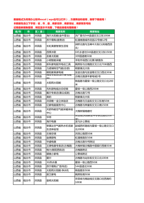 2020新版山西省临汾市洪洞县家用电器工商企业公司商家名录名单联系电话号码地址大全294家