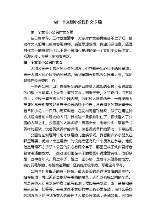 做一个文明小公民作文5篇