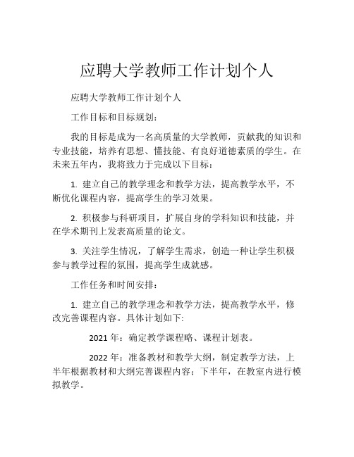 应聘大学教师工作计划个人